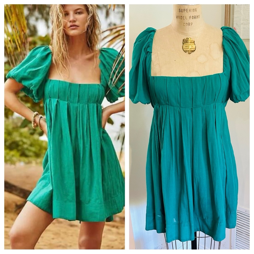 NWT Free People Marina Mini Dress Tunic Top, Golf Green, Medium
